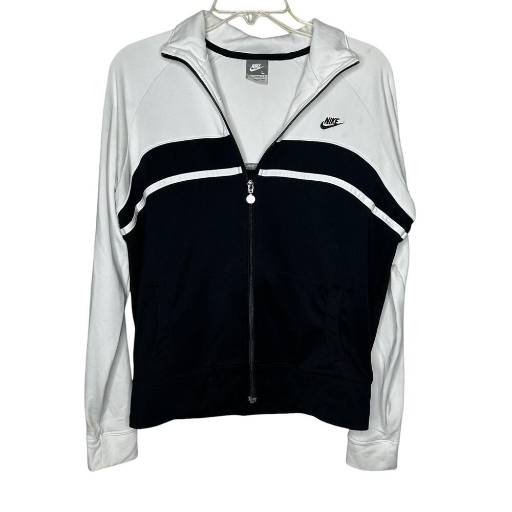 Vintage 90s 1990s silver tag Nike black and white track jacket large